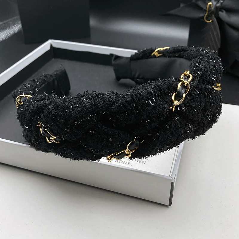 High end black headband headband fashionable chain wrapped headband hair clip to increase the height of the skull hair clip H260319