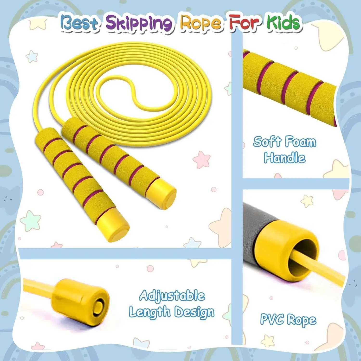 Adjustable Jump Rope for Kids and Adults with Soft Foam Handles for Outdoor Fitness Exercise M260319