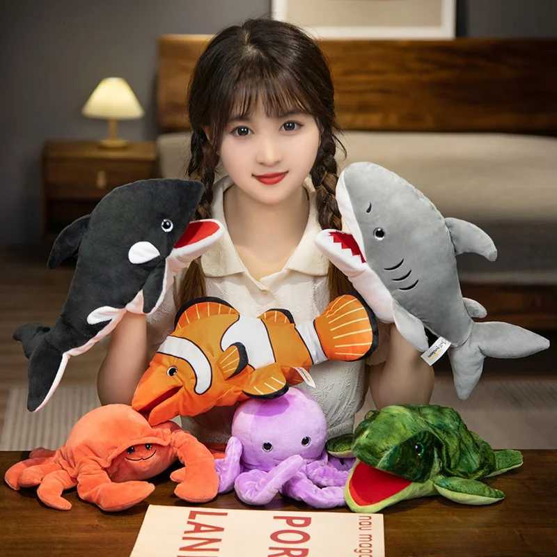 Stuffed Plush Animals Toys Hand Finger Story Puppet Kaii Dolls Educational Toys Octopus Penguin Clown Fish Birthday GiftsXJ260319