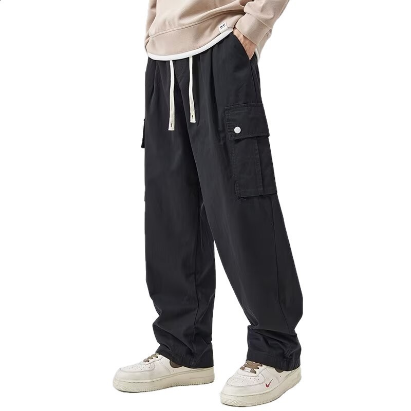 Khaki Nanamica Easy Cargo Pant Minimalist Fashion Style Loose Retro Multi Pocket High Quality Mens Pants 240807