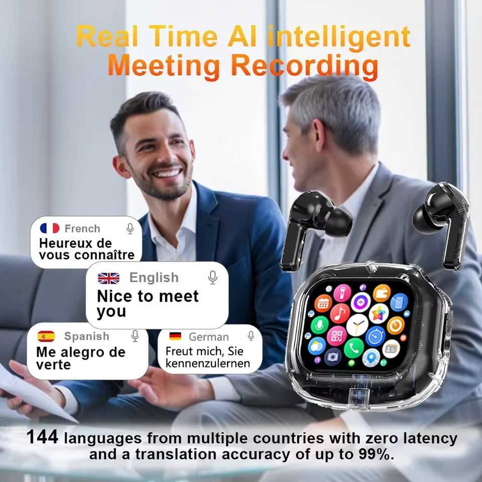 Wireless Bluetooth Headphones144 Language Real Time Translation Earphones for Businesswith Smart Touch Screen HiFi TWS Headset D260319