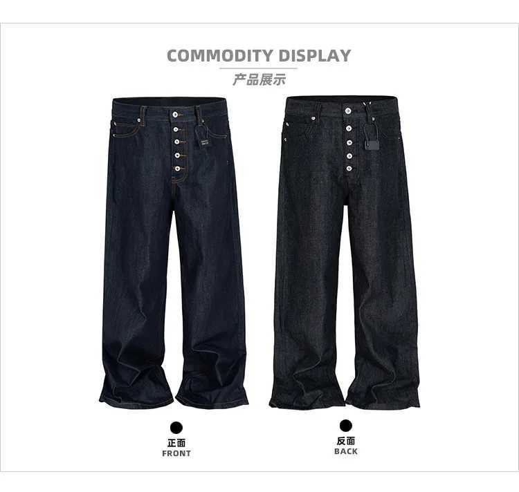 MIJKO High Street Cleanfit Drak Blue Jeans for Men and Women Straight Vintage Casual Denim Trousers ZJ089 M260319
