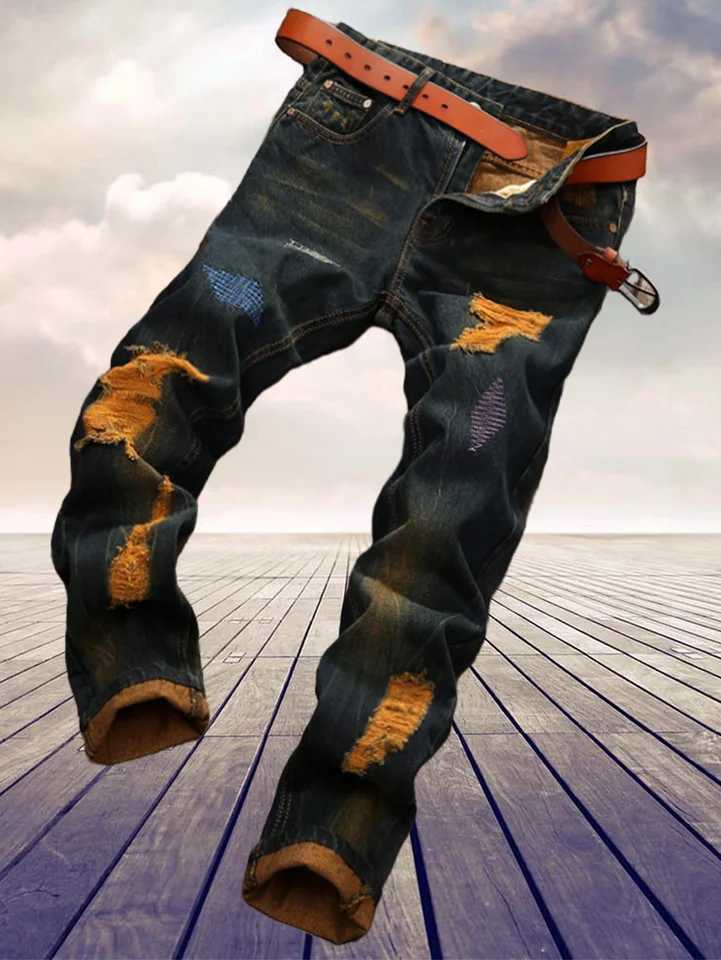 American retro personality makes old mens straight jeans M260319