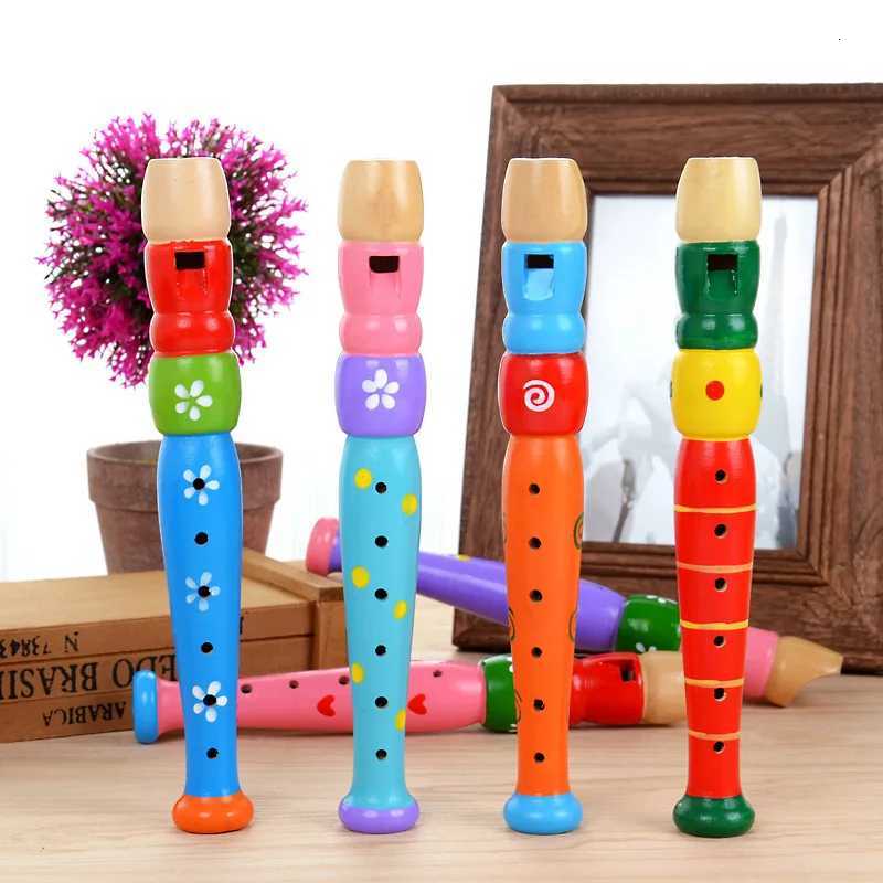 1 Pc Small Wooden Colorful Piccolo Flute for Kids Learning Rhythm Musical Instrument Early Education Music Sound Toys for Kids Y260319