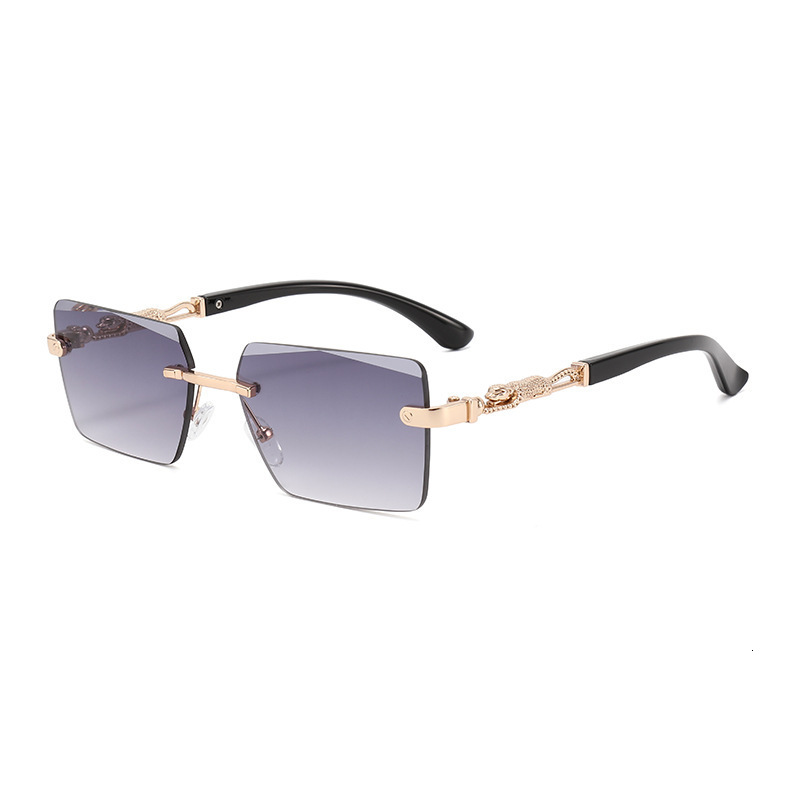 Luxury Brand Designer Sunglasses European And American Style Frameless Leopard Decor Sunglasses New Square Fashion Sunglasses