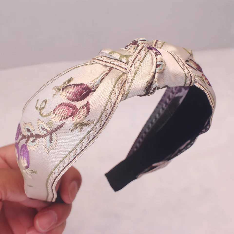 Embroidery Fabric Knot Hairbands For Women Girls Wide Headbands Fashion Hair Hoops Female Hair Bands Headwear Hair Accessories H260319