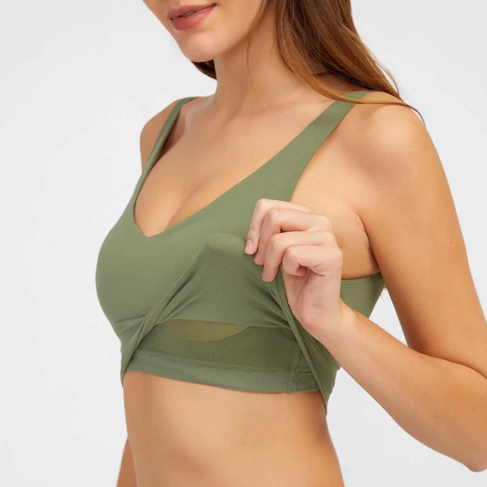 High Impact Yoga Top Women Shockproof Running Sports Bra with Removable Cups Tank Tops Gym Breathable Workout Tops Fitness Bra Z20260319