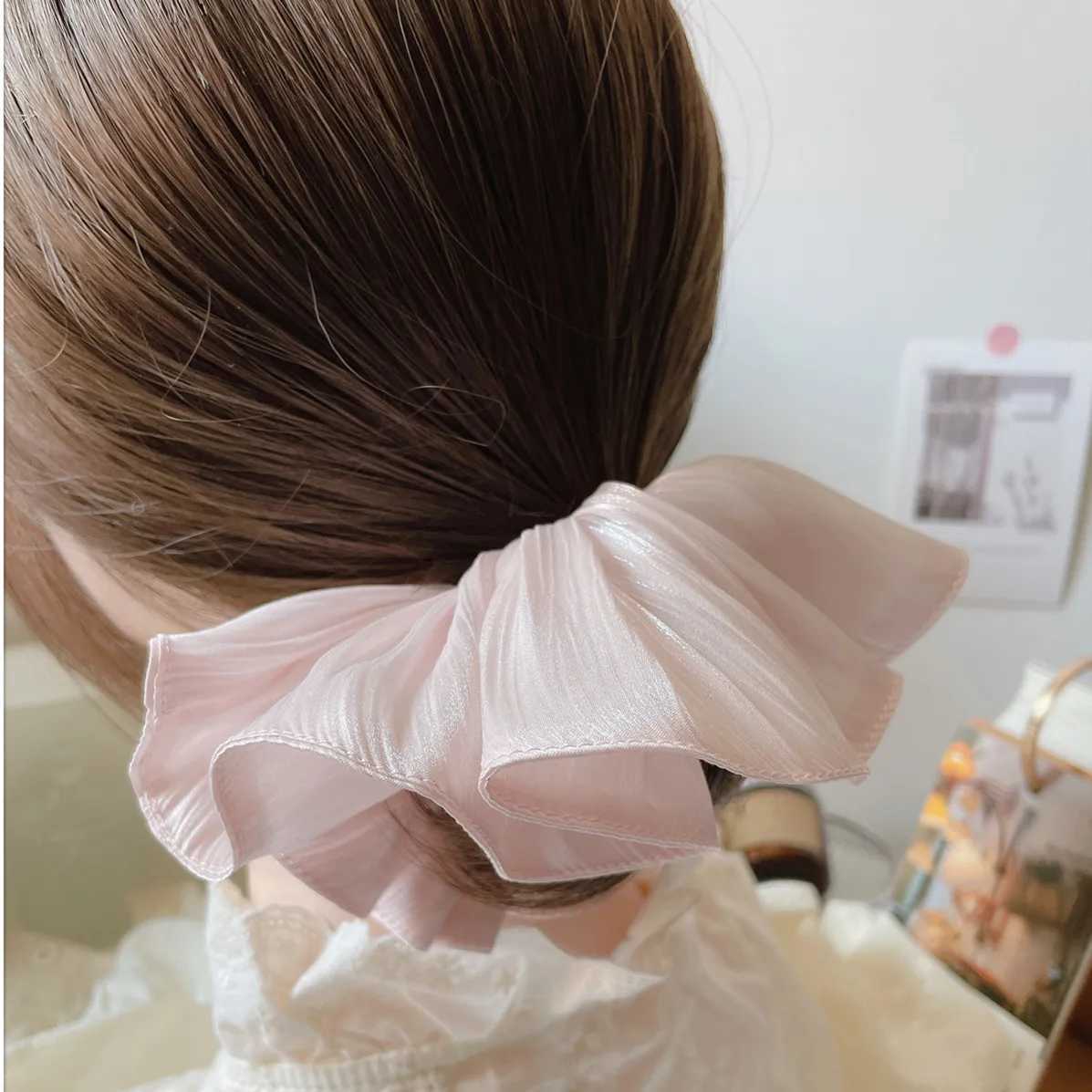 2025 Cute Chiffon Flower Scrunchies Women Girl Ball Elastic Hair Band Accessories Tie Hair Ring Rope Headdress Headwear Ornament H260319