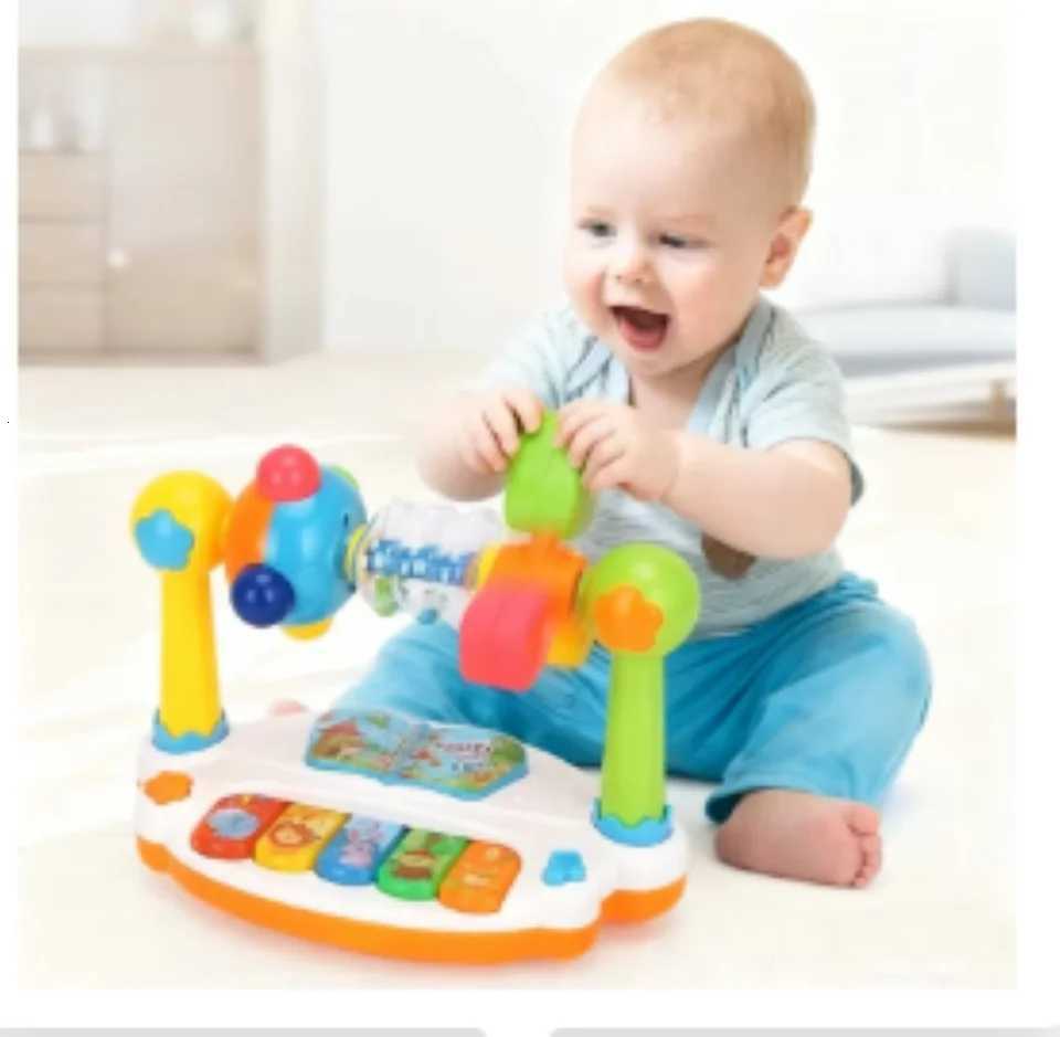 Baby Piano Toys Kids Rotating Music Piano Keyboard With Light Sound Musical Toys For Toddlers Early Educational Music Toy Gifts Y260319