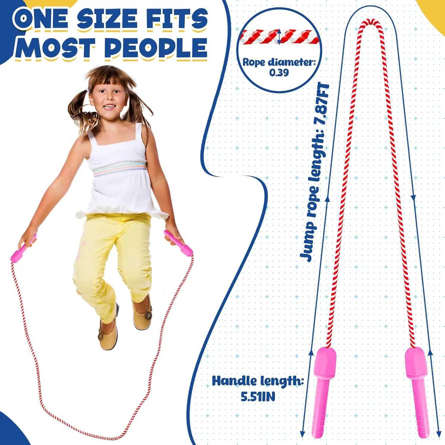 Colorful Adjustable Kids Jump Rope Set 778FT Nylon Skipping Ropes for Indoor Outdoor Play Fitness M260319