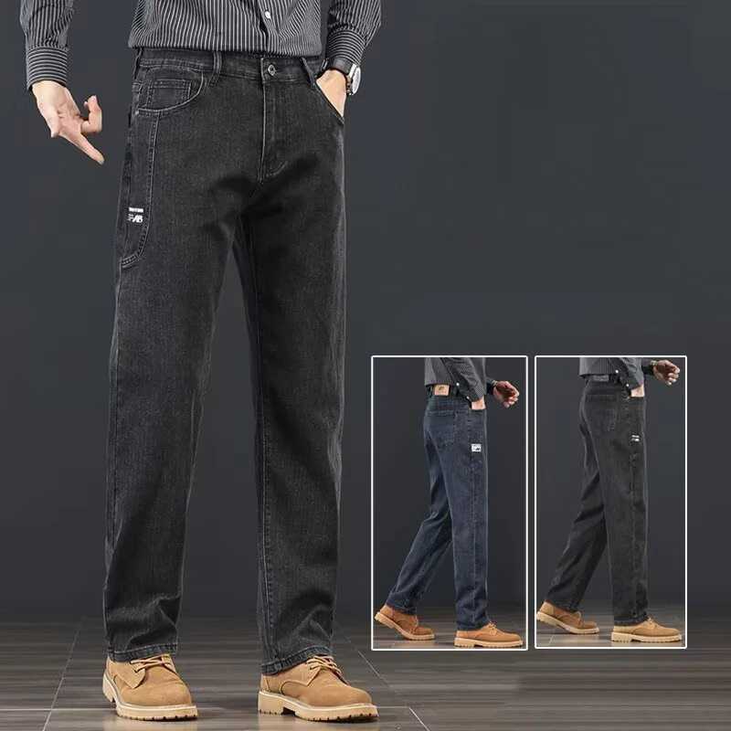 2026 Spring Autumn New Fashion Men Jeans Male Baggy Straight Leg Business Casual Comfortable Plus Size Wide Leg Denim Trousers M260319