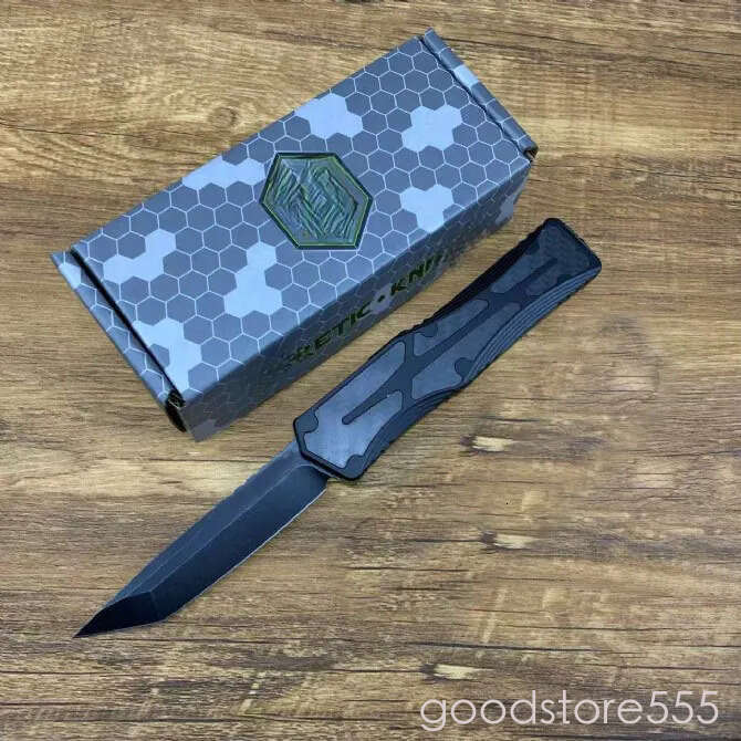 Heretic Giant OTF fixed blade knife D2 pocket knife Black Blade Aviation couteau Aluminum Carbon Fiber Handle Outdoor Camping Tool