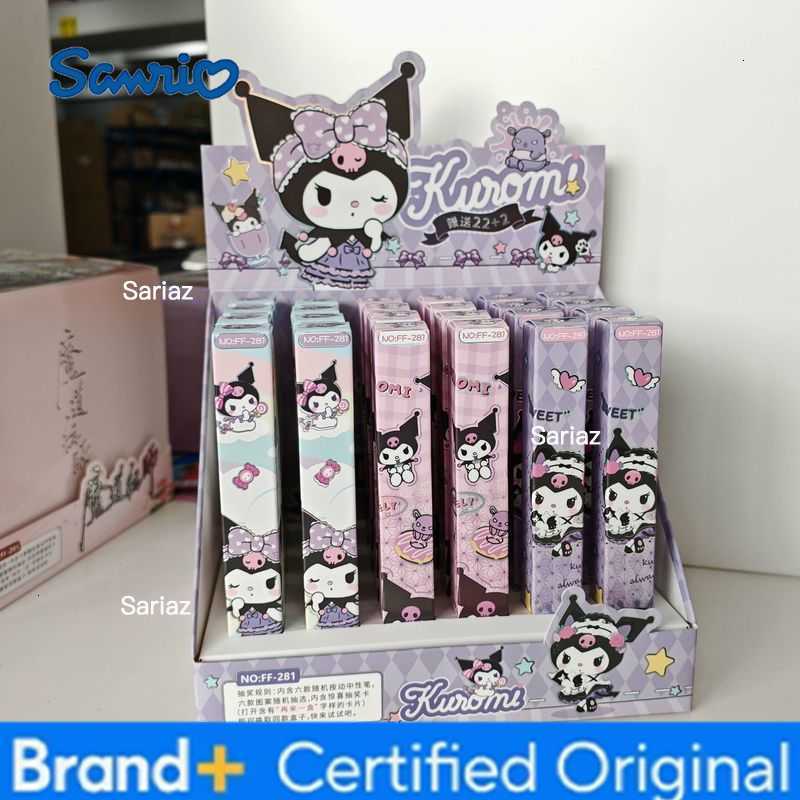 Sanrio 12pcs Kuromi Melody Cinnamoroll Kitty Press Gel Pen Cute 05mm Black Ink Neutral Pens Office School Supplies H251231