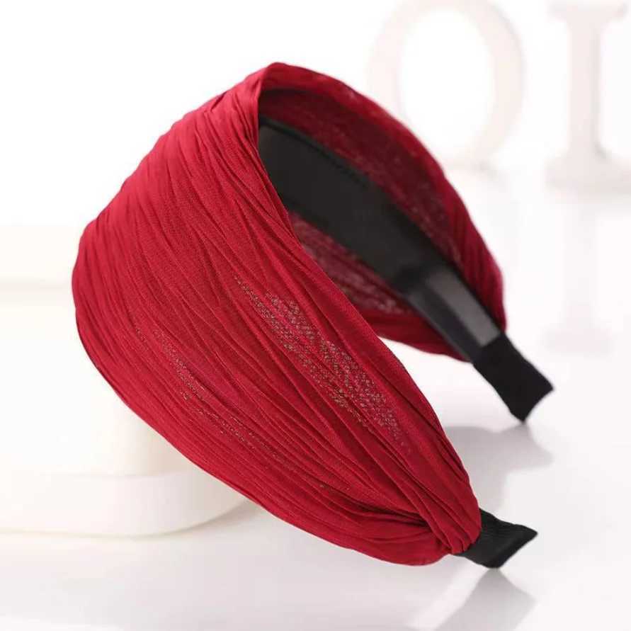 Wide Chiffon Fabric Hairband for Women Solid Color Soft Mesh Girls Sweet Hair Ornament Headband Hair Hoop Fashion Hair Accessory H260319