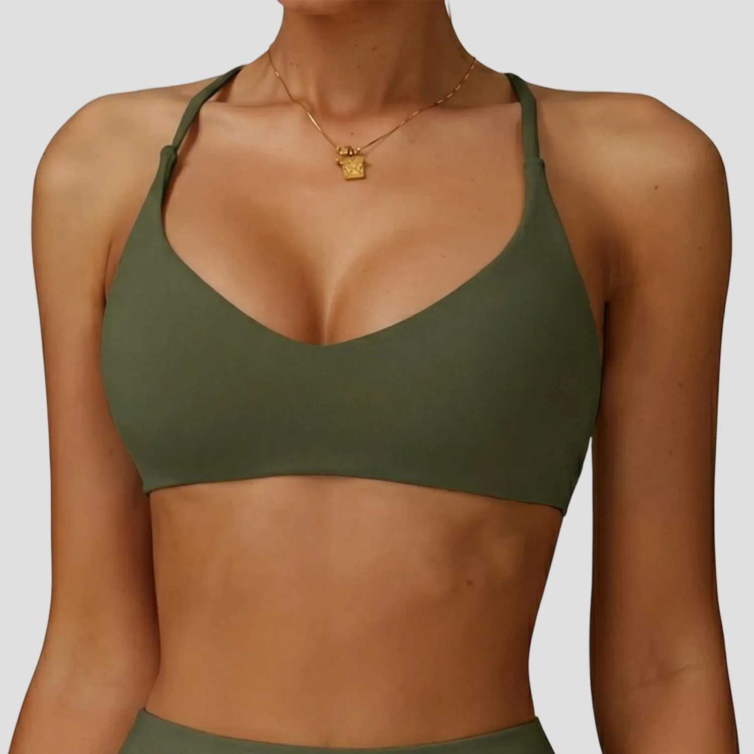 Sports Bra High Impact Support Women Gym Underwear Push-up Back Cross Yoga Crop Top Running Workout Fitness Pilates Solid Color Z20260319