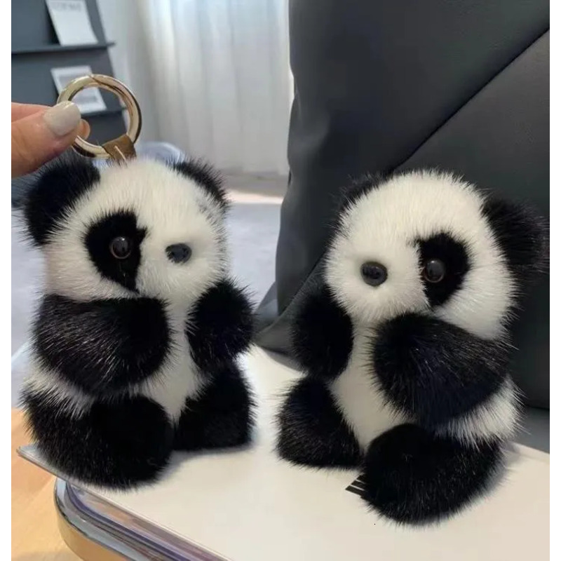 High-quality Cute Furry Panda Keychain Versatile Bag Pendant Key Holder For Backpack Keys