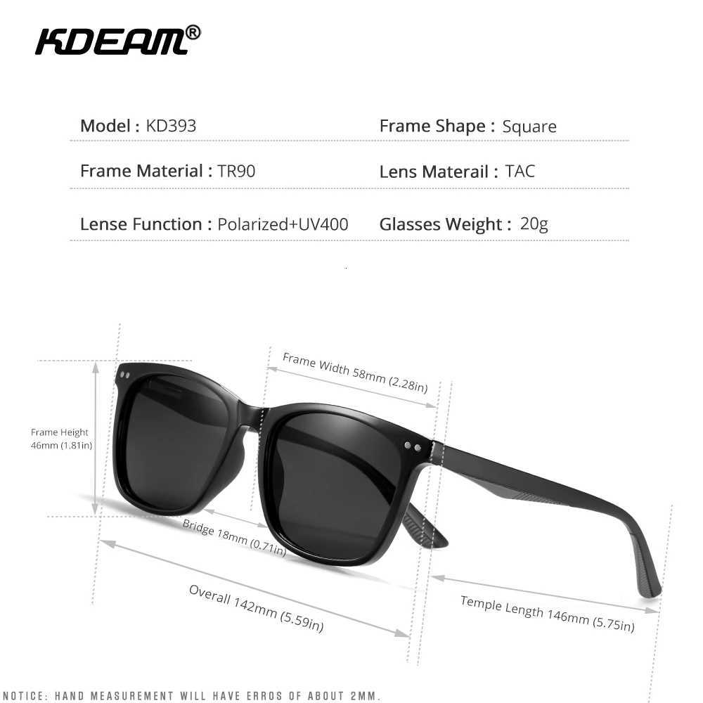 KDEAM Mens Square Sunglasses Polarized Lens TR90 Material Frame Spring Stainless Steel Hinges Fishing Sun Glasses KD393 H260319 - view 5