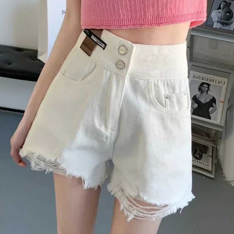 Summer Girls Korean Casual High Waist Short Jeans Female Chic Ripped Denim Pants Women Vintage Loose Fit Denim Shorts M260319