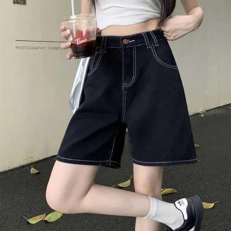 Summer High Street Lady Casual Short Jeans Girls High Waist Straight Leg Thin Pants Women Fashion Solid Denim Shorts M260319