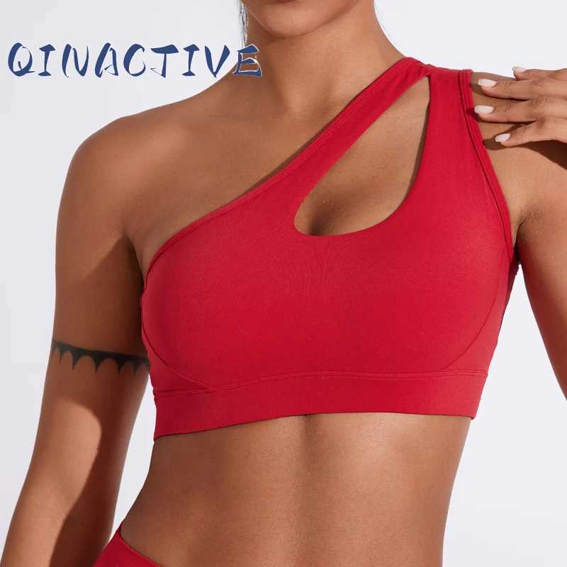 QINACTIVE Women sexy One Shoulder Sports Bras Yoga Top Vest Quick-drying Yoga Gym Running Fitness Underwear Z20260319