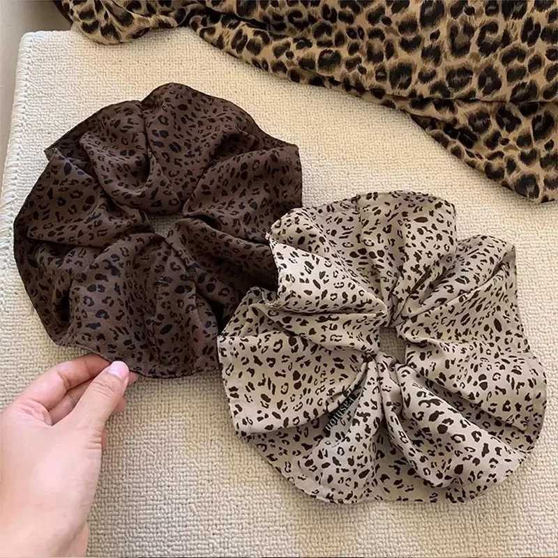 Vintage Leopard Print Large Scrunchie For Women Girls Sweet Hair Ornament Hair Tie Hair Band Hair Ring Fashion Hair Accessories H260319