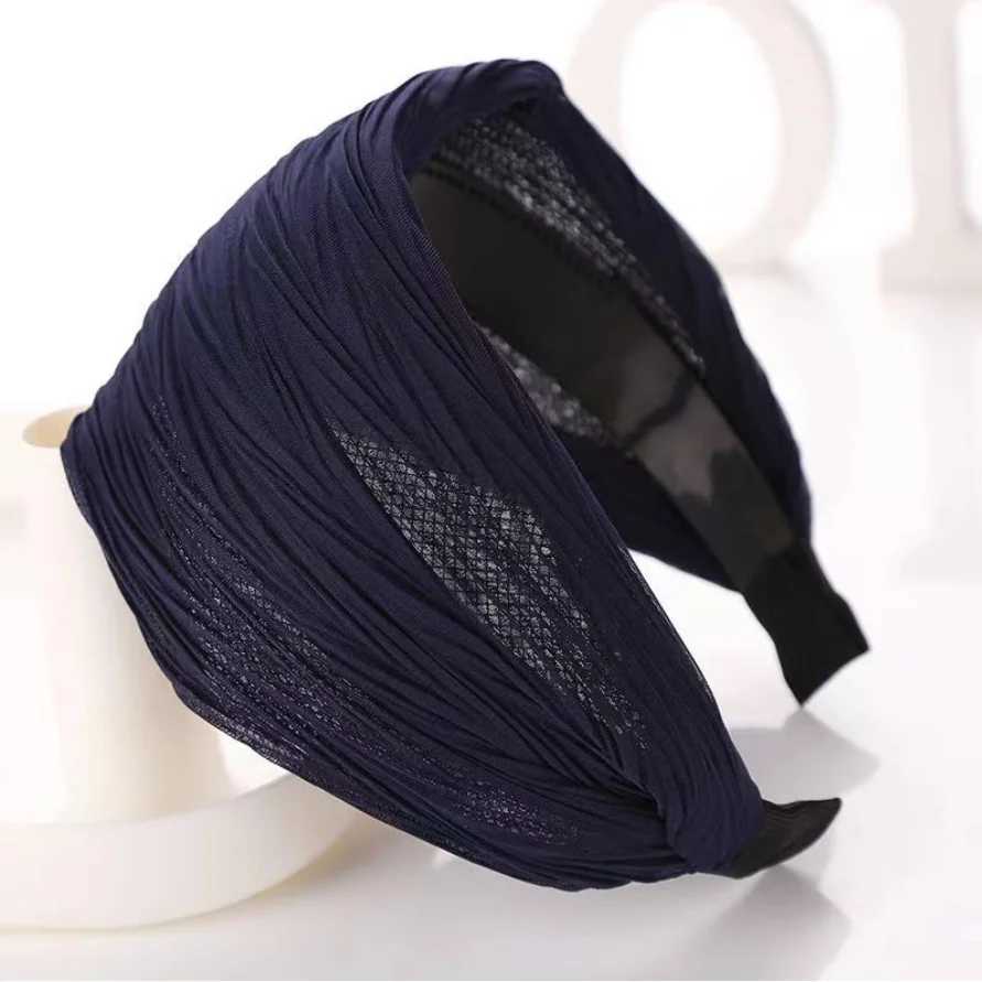 Wide Chiffon Fabric Hairband for Women Solid Color Soft Mesh Girls Sweet Hair Ornament Headband Hair Hoop Fashion Hair Accessory H260319
