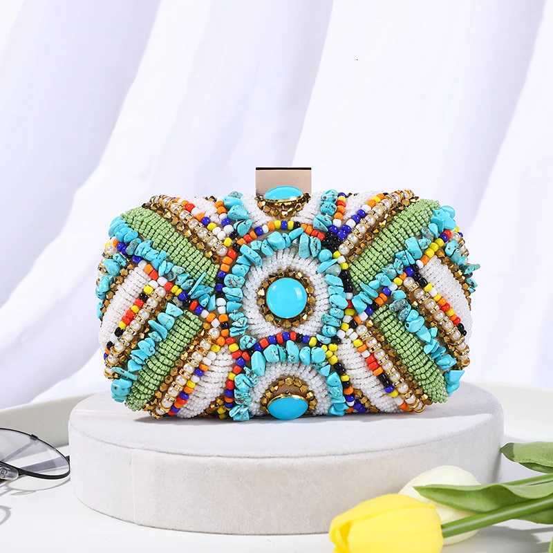 Womens Luxury Evening Bag One-shoulder Fashion Dress Bag Irregular Rhinestone Beaded Colorful Bead for Wedding Party Gift Bag W260319 - view 3
