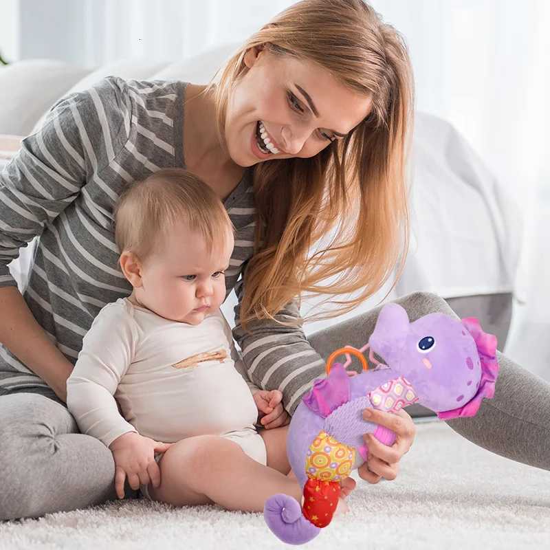 Baby Seahorse Musical Rattles Toys Infant Stuffed Animals Soft Toy with Bright Colors Crinkle Sound Paper Newborn Toys Gifts Y260319