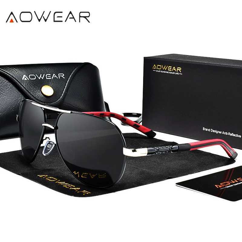 AOWEAR Aviation Polarized Sunglasses Men Aluminum Driving Mirror Sun Glasses Male Brand Designer Retro Eyewear Accessories gafas H260319 - view 3