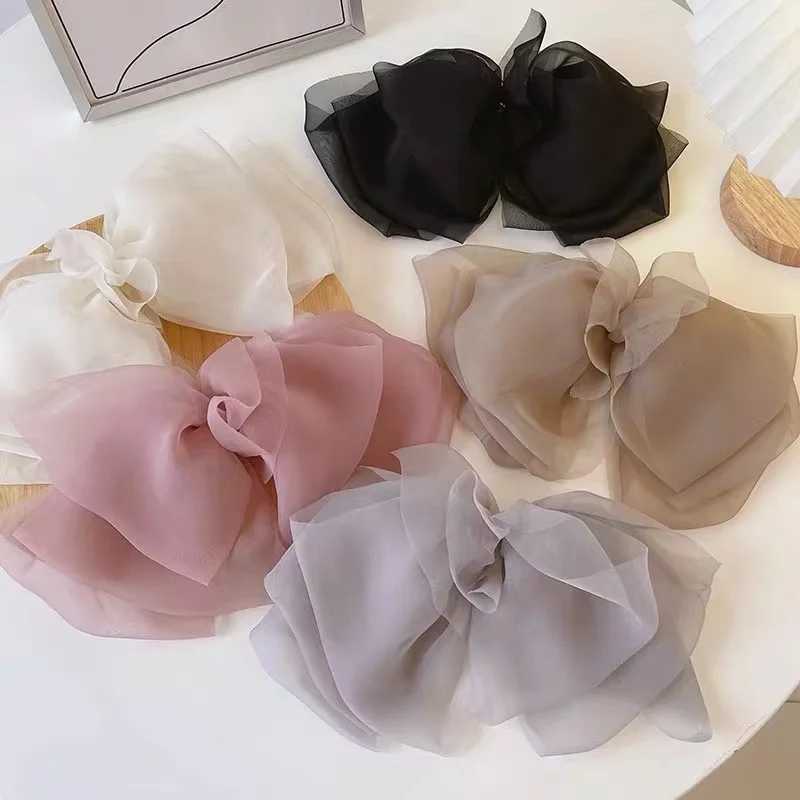 New Bow Hairpin for Women Cute Satin Fabric Hair Clip Korean Chiffon Ponytail Oversized Multilayer Hairpin Hair Accessories H260319
