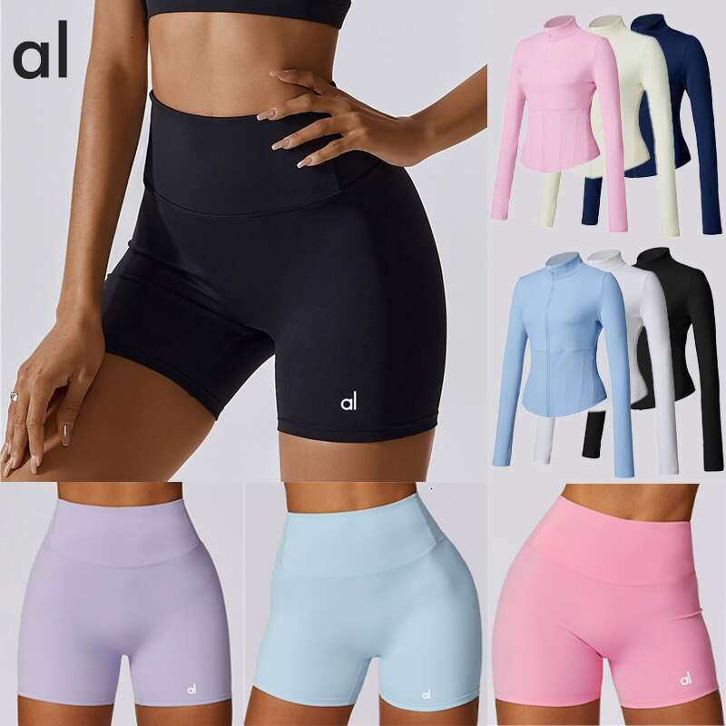 Yoga sets jackets shorts Women Clothes Jacket Aloismness Sets Women shorts Jacket Legging Set Gym Yoga Workout Clothes Aloismness Jacket Set Shorts Pant Gym Wear A4