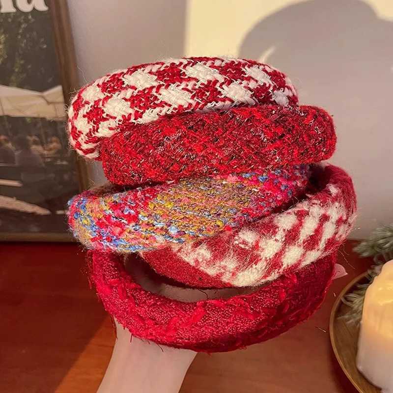 Pretty Merry Christmas Woman Red Wool Knitting Thick Sponge Padded Hairbands for Lady Girls Casual Party Holiday Headband H260319