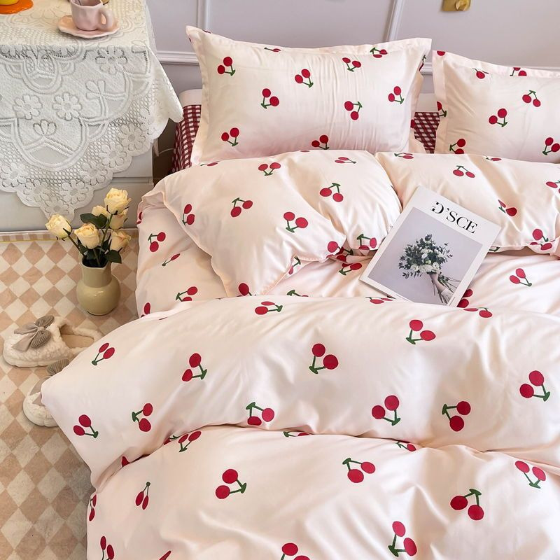 Home Textiles Soft Thin Plaid Bedding Duvet Cover Set Polyester Breathable Lightweight No Filler Flat Sheet Pillowcase For Bedroom Linen Bedding sets