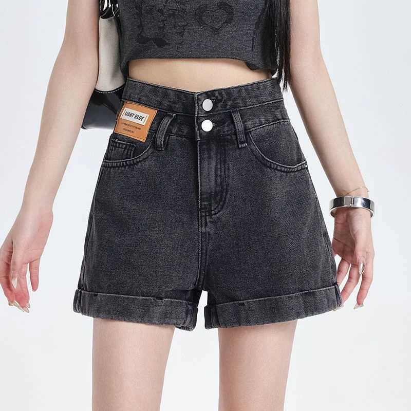 Summer Female Designer Casual High Waist Jeans Lady Thin A-Line Denim Shorts Girls Casual Fashion Baggy Short Pants M260319