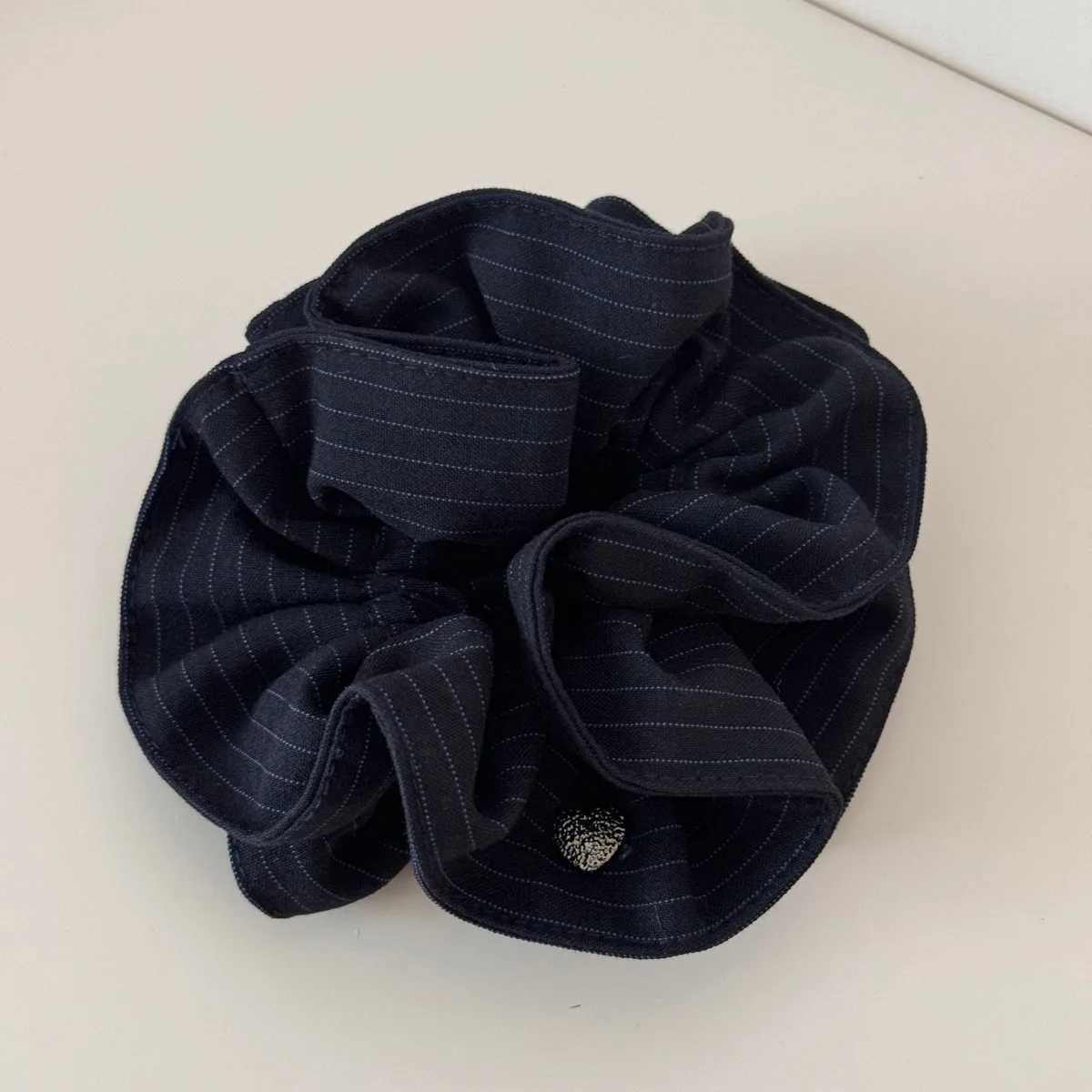 1pc Korean-style striped dotted metal heart hair tie elegant womens high-end square scarf hair band large hair tie H260319