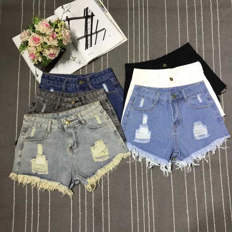 Sexy Hollow Out Denim Shorts Fashion Women RETRO A-Line Loose High Waist Hot Y2K Short Pants Casual Streetwear Trousers M260319