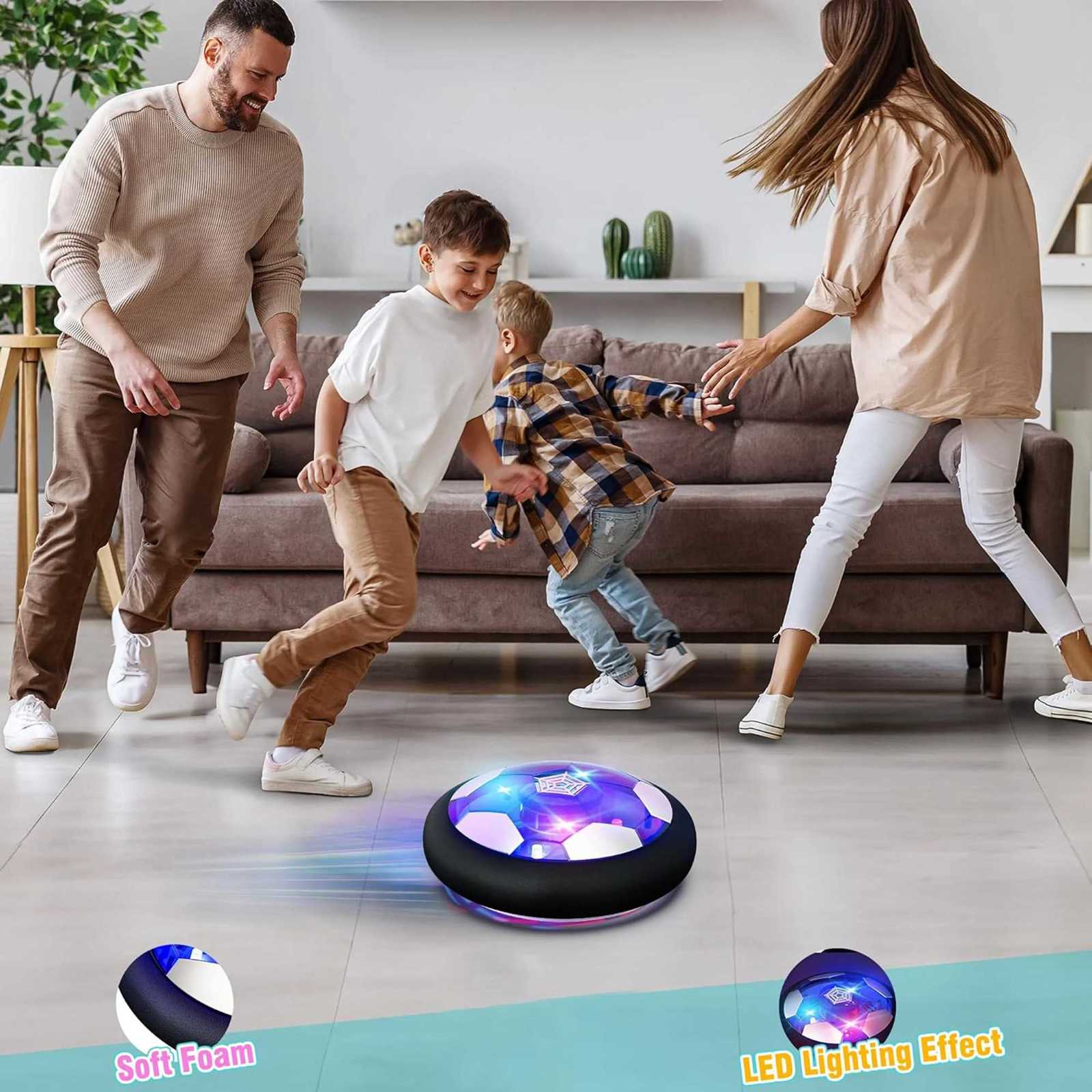 1Pcs Battery Electric Light Air Cushion Football - Indoor Parent Child Exercise Suspended Soccer Toy for Family Fun Y260319