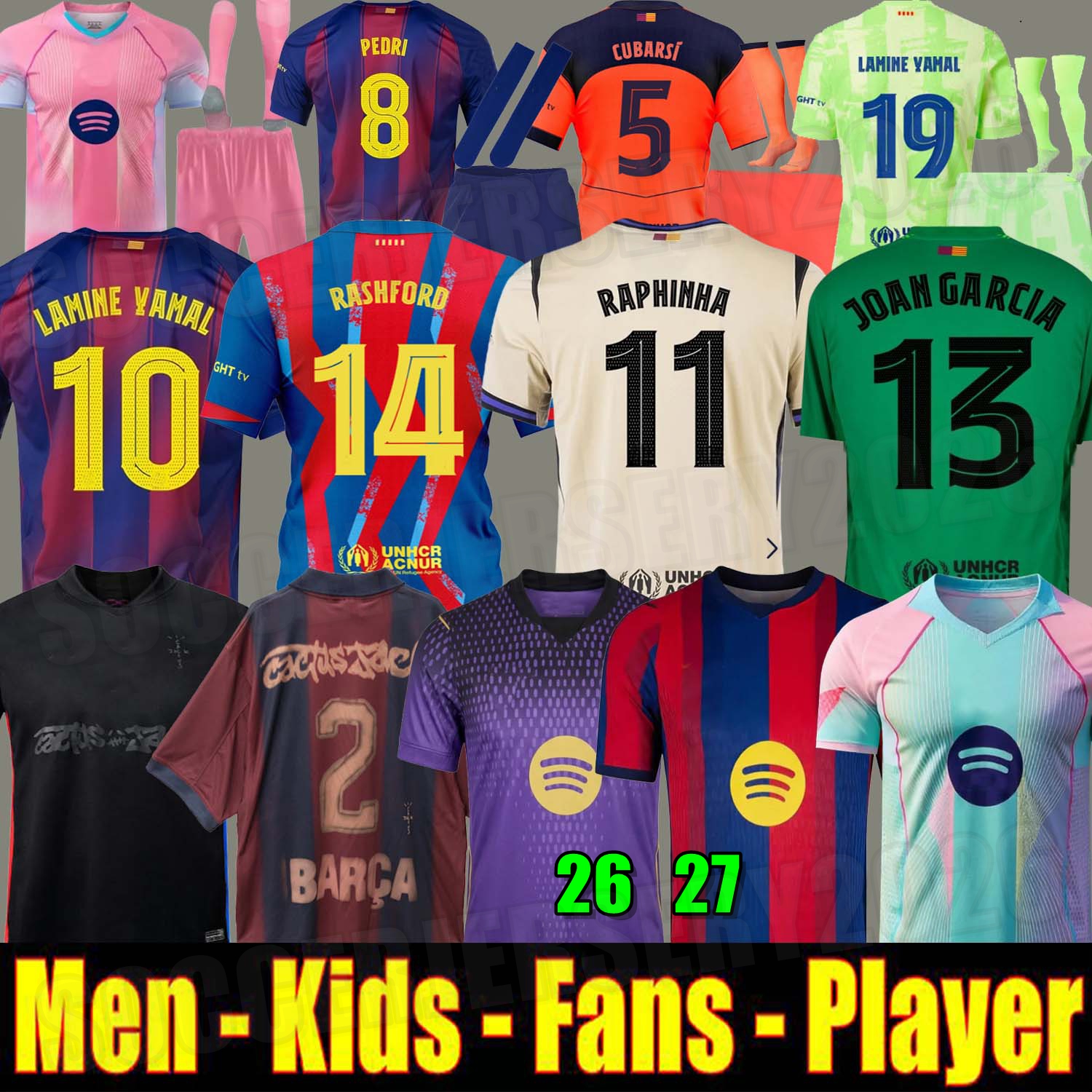 25 26 27 LAMINE YAMAL Lewandowski Soccer Jerseys Raphinha FERRAN 2025 2026 Football Shirt F. DE JONG Men Women Kids Cactus Jack 2025 Rashford Joan Garcia