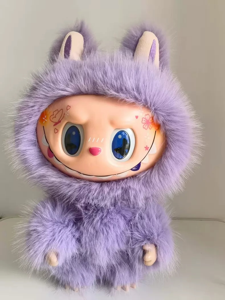 38cm Labubu The Monsters Purple Pink Vinyl Doll Figurine High Quality Exquisite Craft Valentine's Day Gift QIAOWANTONG