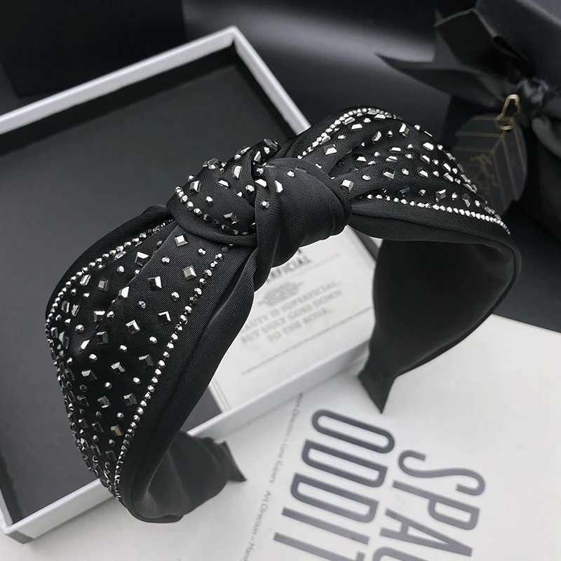Black high-end temperament diamond studded hair clip womens retro fashion headpiece wide edged wash face headband H260319