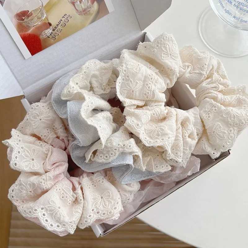 Fabric Lace Flower Edge Hair Ring Cute and Sweet Korean Style Scrunchie Hair Accessories H260319