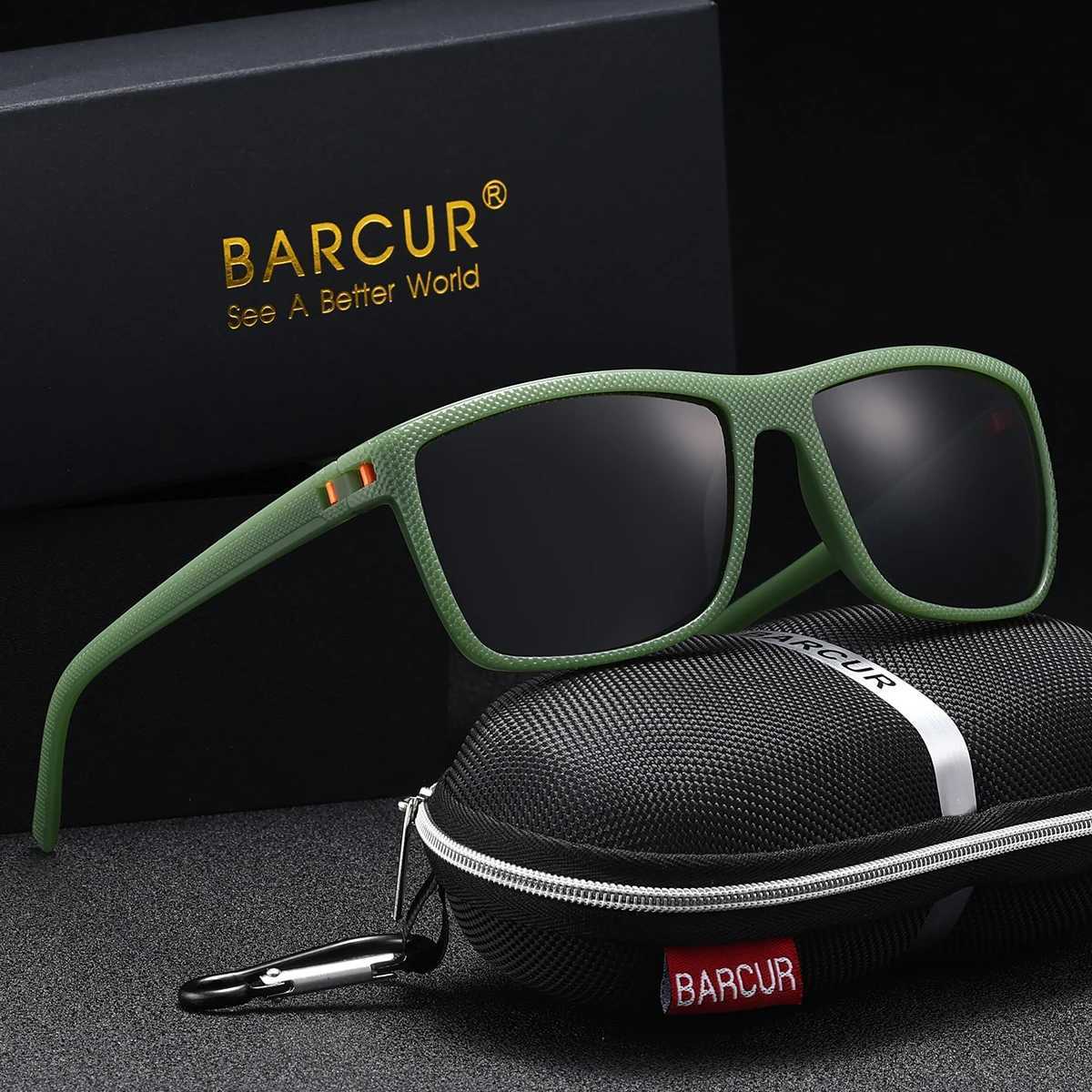 BARCUR Brand Classic Men Sunglasses Comfort Durable PC Rectangular Frame TAC Lens Versatile Age Polarized Sunglasses H260319