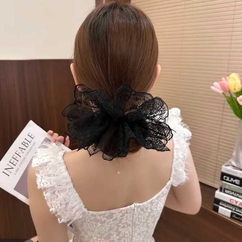1 Pcs Womens Hair Scrunchies Lace Sweet Cute Elegant Fashionable Double-layer Head Ties Lolita Kawaii Hair Accessories Girl H260319