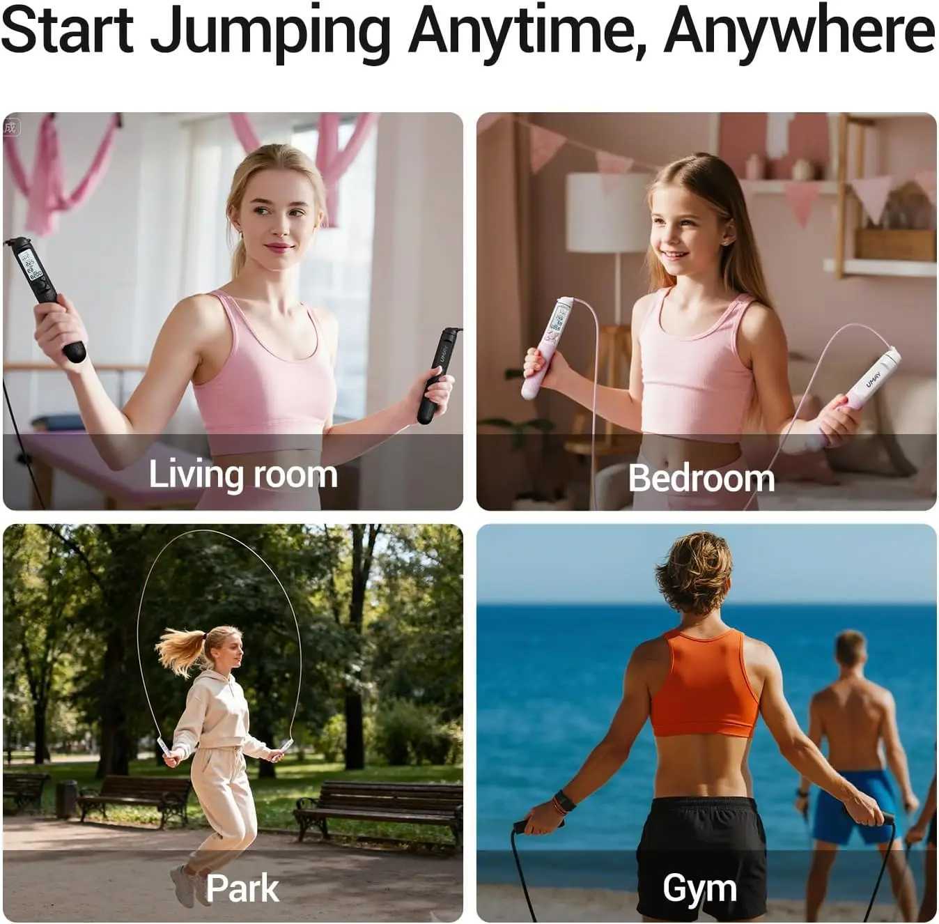 Adjustable Cordless Jump Rope with LCD Counter Weighted Balls for Calorie Burn Home Fitness Training M260319