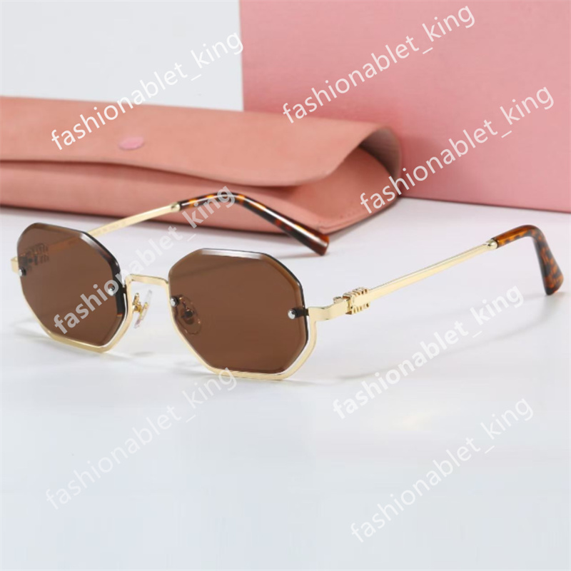 Fashion Luxury designer sunglasses for womens men glasses same Sunglasses as Polarize beach street photo small sunnies metal full frame with brown box