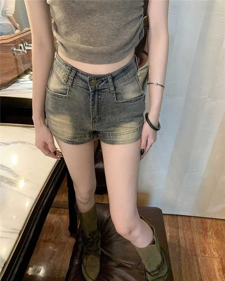 Summer Girls Vintage Denim Wide Leg Shorts Lady High Waist Short Pants Female Blue Y2K Style Fashion Robin Jeans M260319