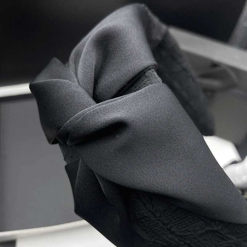Black fabric woven headband for women with high skull top hair clip and wide edge compression headband H260319