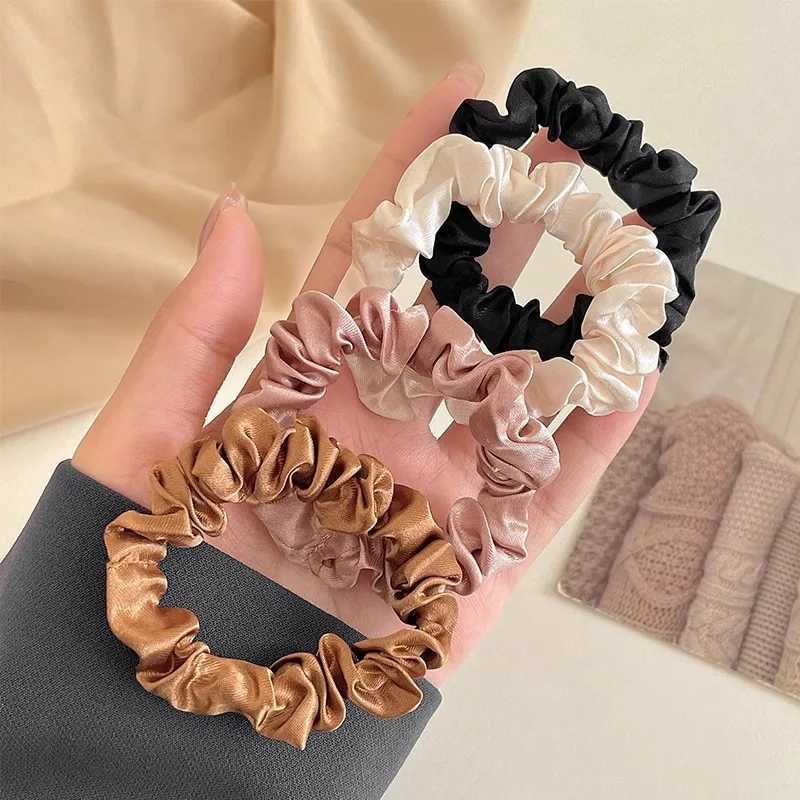 3PCS/Lot Luxury Brand Solid Color Satin Silk Hair Scrunchies For Women Simple Female Elastic Hair Bands Rubber Band Accessories H260319