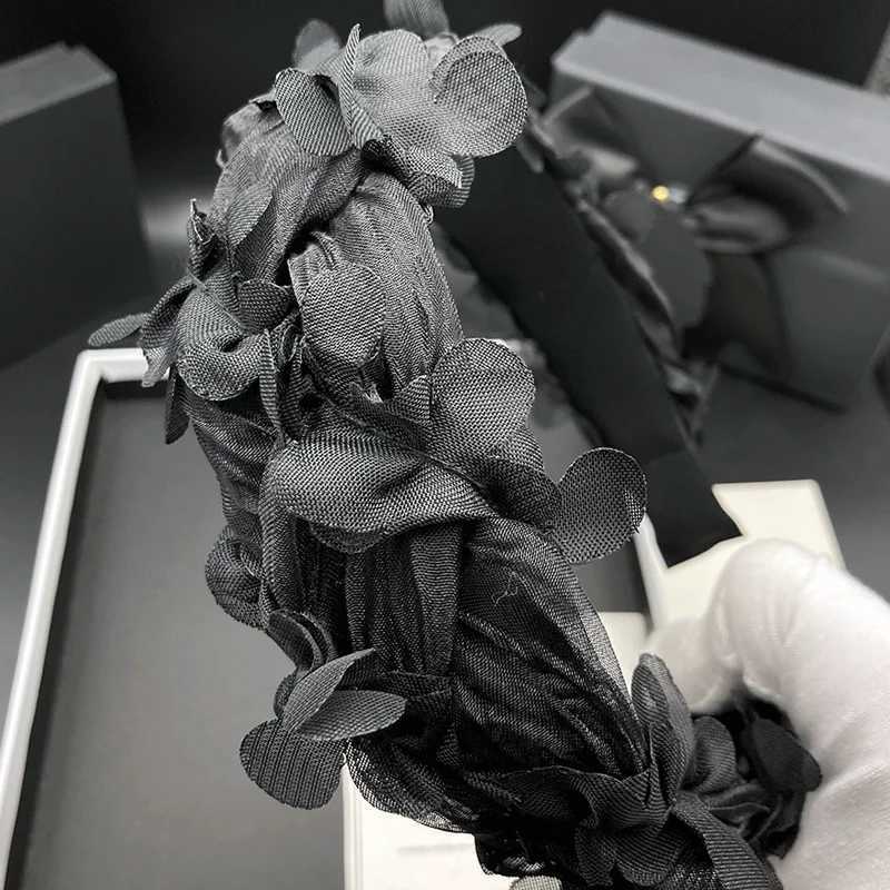 Black new hair clip womens high-end feel handmade personalized hair tie headpiece pressed hair wash headband H260319