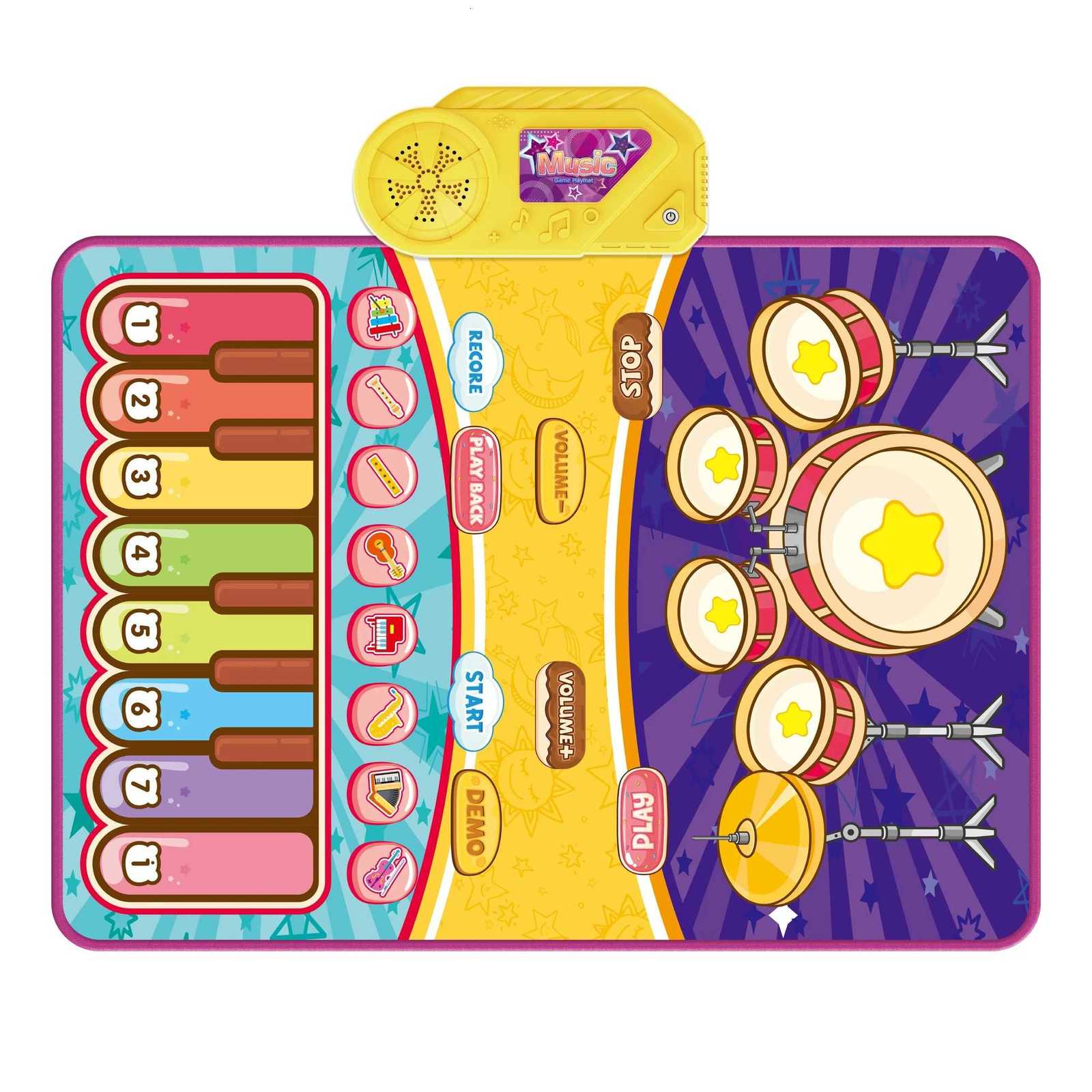 Musical Mat for Toddlers Musical Toys Child Floor Piano Keyboard and Drum Mat Carpet with 2 Sticks2 in 1 Music Playing Blanket Y260319